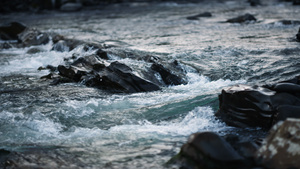 野生山河带小瀑布 水流得很快 慢动作26秒视频