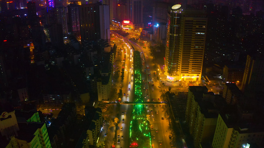 城市夜景交通4K航拍视频