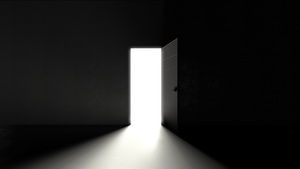 门打开明亮的灯光照亮了黑暗的房间可以用作新的创新未来10秒视频