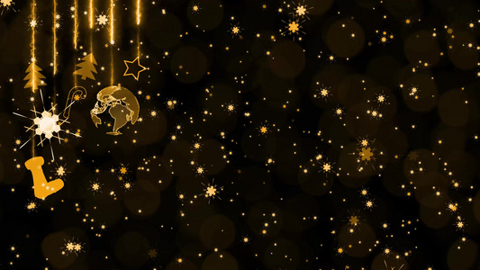 圣诞主题有数字世界袜子明星树甜棍和雪花粒子豪华金色视频