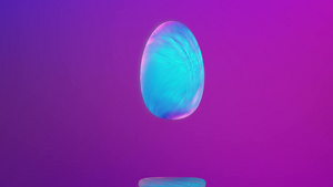 抽象背景粉色表面有旋转的蓝色发光蛋30秒视频