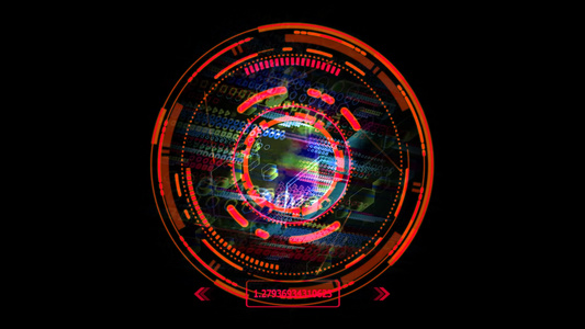 量子计算机未来派红色技术多边形数字全息过程及大数据视频