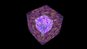 双立方立方体神秘抽象辉光液体能量全功率紫紫暗线表面20秒视频