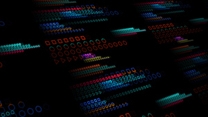 大数据抽象彩色多边形背景的量子计算机未来技术数字全息20秒视频