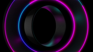 3D渲染霓虹灯圈的抽象无缝循环蓝色和紫色霓虹灯圈抽象20秒视频