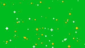 模糊银和金星在绿色屏幕背景上飞行低重力抽象运动闪闪发光20秒视频