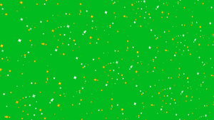 模糊银色和金色小星星飞行抽象运动闪闪发光的粒子在绿色20秒视频