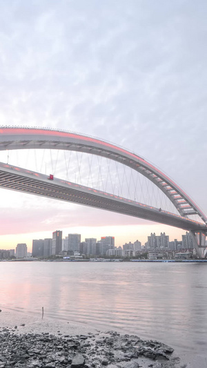 上海卢浦大桥黄浦江日转夜延时公共空间10秒视频