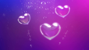 抽象的浪漫背景肥皂泡沫以心的形式呈现情人节日爱18秒视频