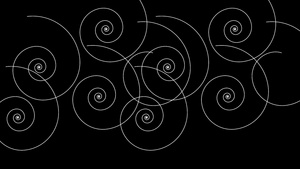 以黑色背景动画许多旋转的催眠螺旋14秒视频