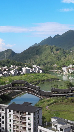 国家5A级景区历史文化名镇濯水古镇风雨廊桥特写龚家抱厅63秒视频