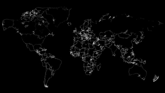 由白色微粒组成的世界地图hd视频