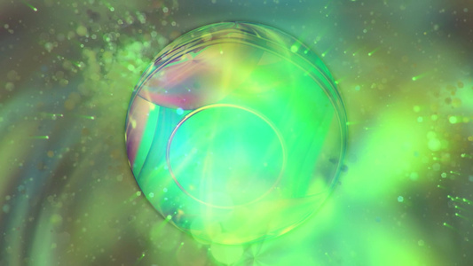 带有旋转球的抽象光线绿色背景视频