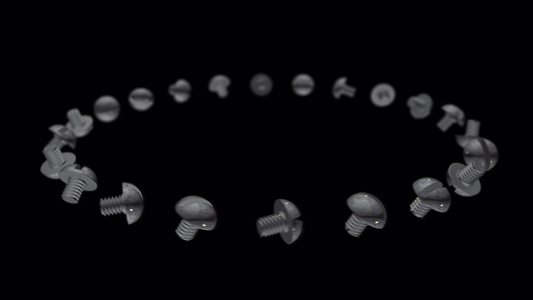 螺丝在旋转它们在轨道上旋转旋转木马3D动画选择性焦点视频