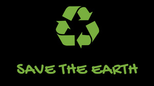 带有绿色口号的动态回收利用标识拯救地球15秒视频