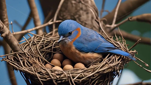 蓝色小鸟筑巢视频