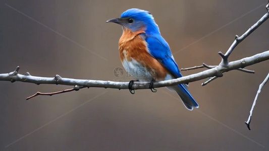 树枝上的蓝色小鸟视频