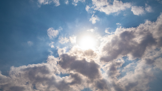 4k晴朗的天空下的蓝天白云大太阳视频