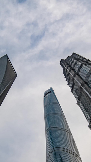 上海地标城市三件套高楼大厦仰拍大楼天空延时摄影天空空镜20秒视频