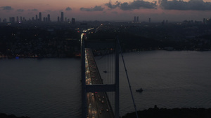 夜晚的大桥城市天际12秒视频