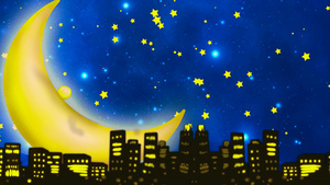 卡通城市唯美夜空30秒视频