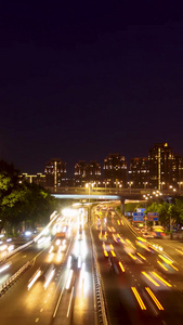 实拍城市交通夜景延时摄影高峰期视频
