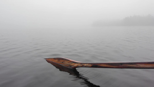在芬兰浓密的重雾中在水中铺上划桨9秒视频