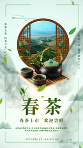 中国风简洁春茶视频海报视频