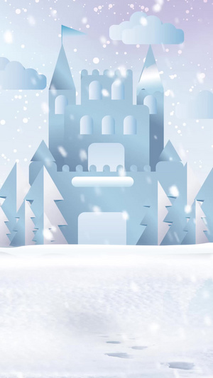 下雪雪景背景视频白色 冬天 宁静 卡通，918715秒视频