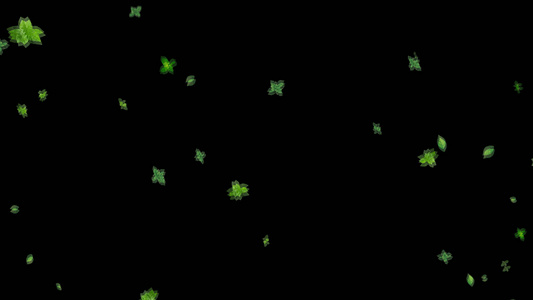 薄荷绿叶粒子飘落下落修饰动画视频
