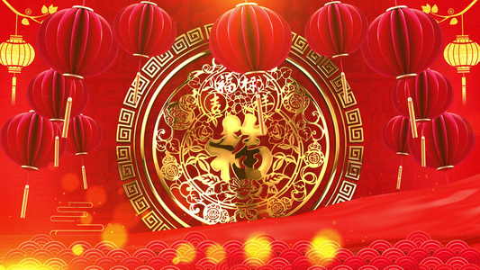4K新年喜庆红色节日循环背景视频视频