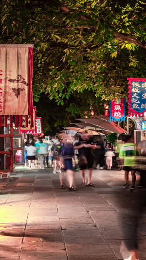 成都网红打卡锦里古街夜景人流延时城市宣传13秒视频