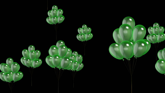 透明通道一束绿色气球视频素材视频