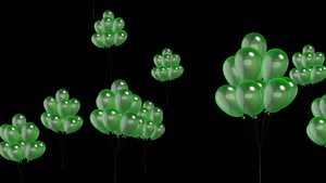 透明通道一束绿色气球视频素材60秒视频