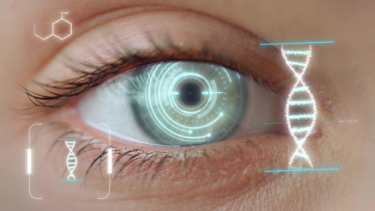 收集生物特征数据的近眼 DNA 全息图检查过程装置视频