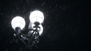 在雪夜中闪亮的街灯22秒视频