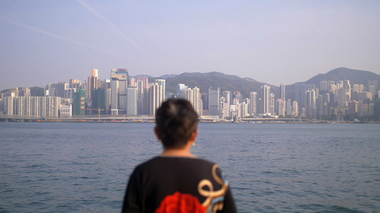 俯拍香港维多利亚港经济中心实拍视频4K[香港地区]视频