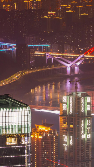 重庆南坪长江大桥菜园坝大桥城市夜景山城夜景10秒视频