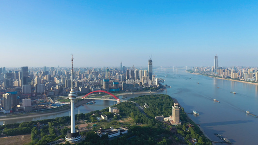航拍城市风光武汉长江江景风景4k素材视频
