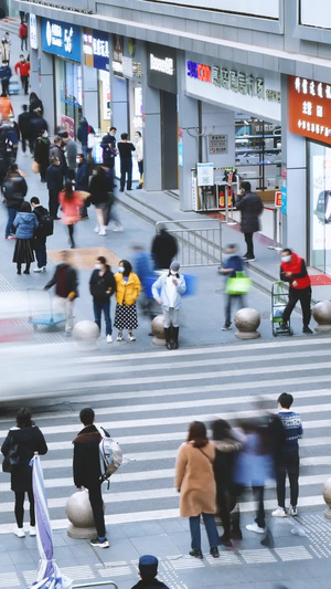 华强北商业街街景人流延时摄影红绿灯13秒视频