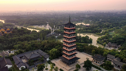 4K航拍扬州大明寺视频