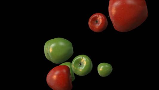 透明通道3D红苹果和青苹果视频素材视频