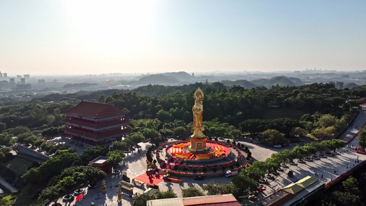 中国4A广州番禺莲花山风景区航拍视频