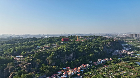 中国4A广州番禺莲花山风景区航拍视频