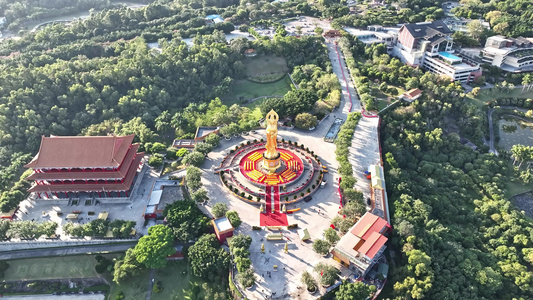 中国4A广州番禺莲花山风景区航拍莲花山观音圣境视频