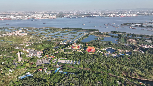 中国4A广州番禺莲花山风景区航拍视频