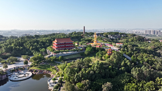 中国4A广州番禺莲花山风景区航拍莲花山观音圣境视频