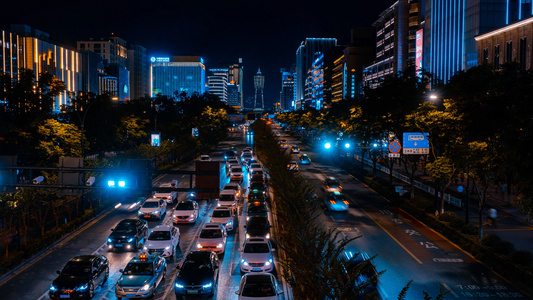 8K延时杭州武林广场夜景车流视频