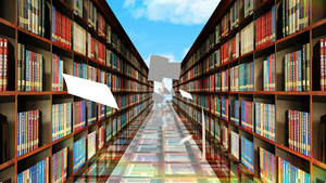 4K三维世界读书日图书馆穿梭背景60秒视频