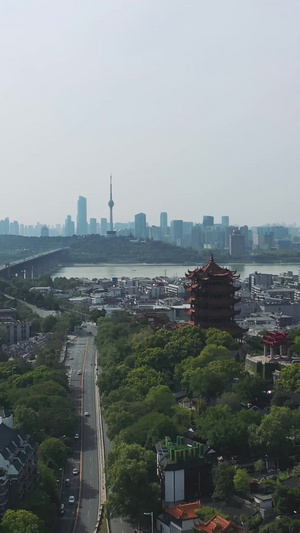 航拍武汉城市风光旅游地标长江大桥电视塔黄鹤楼武汉黄鹤楼45秒视频